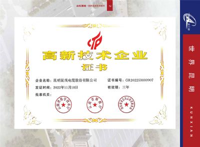 高新技术企业证书